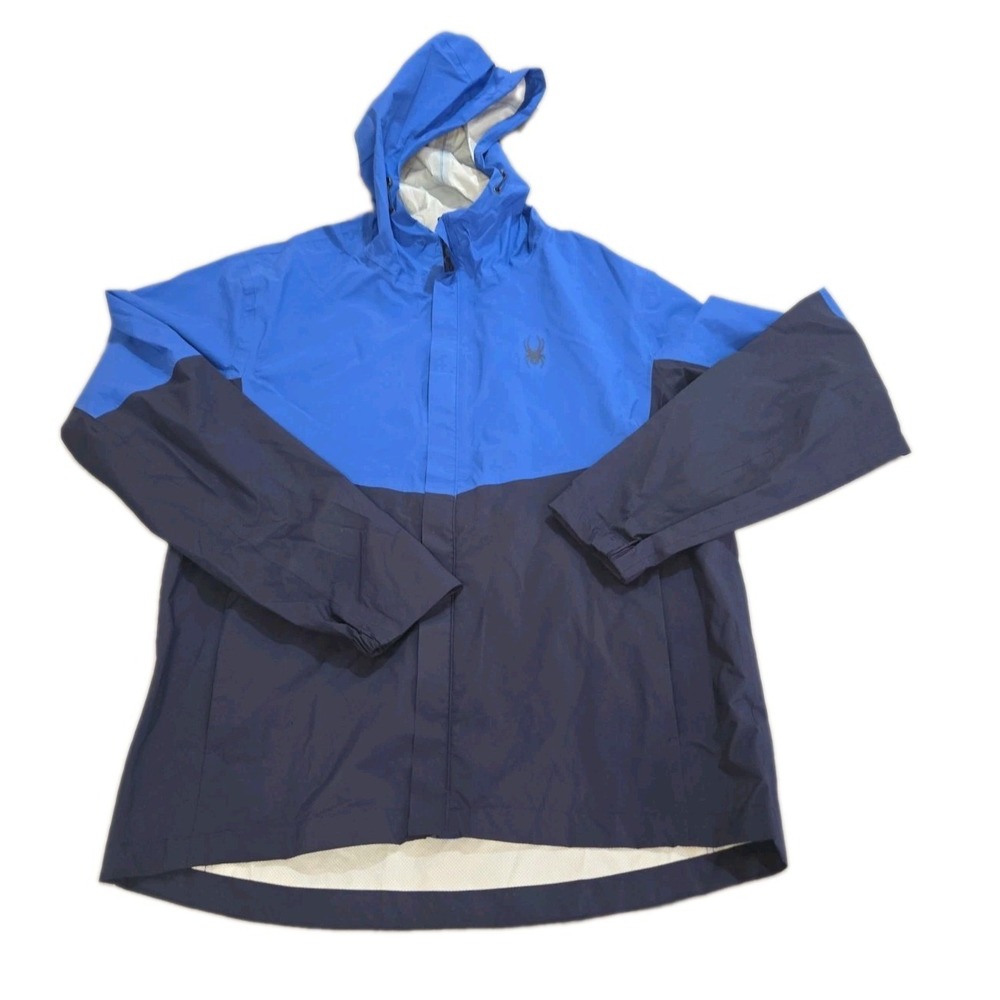 Spyder Mist Rain Jacket Men's Small Blue Navy Colorblock Waterproof Windbreaker